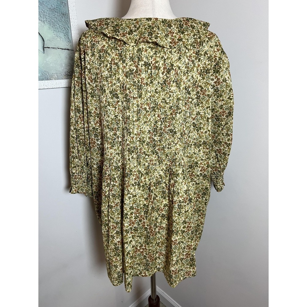 Ree By The Pioneer Woman Top 3X Green Floral Ruffle Tunic Boho Cottagecore Fairy - Picture 7 of 10